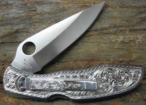 人気提案 Spyderco Engraved 7SE2K3SB Endura Silver Sterling Knife 2 ハンティングナイフ、狩猟刀
